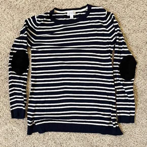 Market & Spruce | Striped Elbow Patch Sweater | Size S - Picture 2 of 2